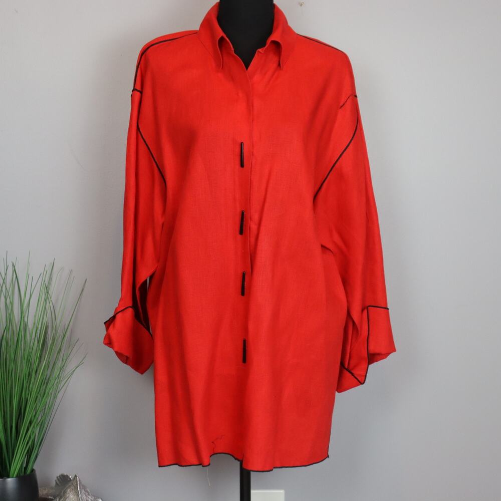 Vintage Courtney Washington Linen Toggle Tunic Size‎ L